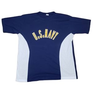 Vintage US Navy Shirt Single Stitch 80's Two Tone Military Tee Leisurwear XL